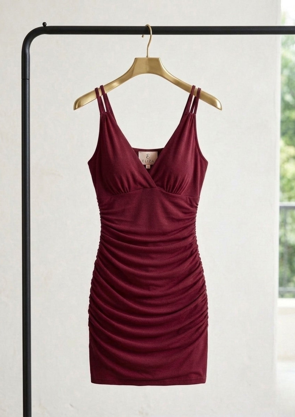 Magenta Magic Sleeveless Ruched Mini Bodycon Dress